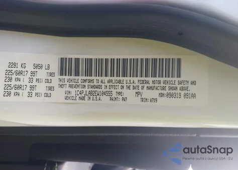 2014 Jeep Cherokee Sport z USA, uszkodzony, nr VIN 1C4PJLAB2EW104555